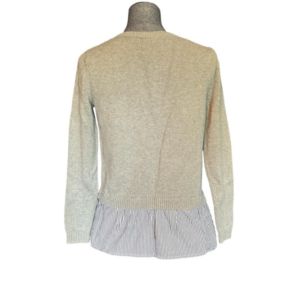 Crown & Ivy Petite Small crew neck gray sweater dark grey white &blue shirt hang - Picture 3 of 4